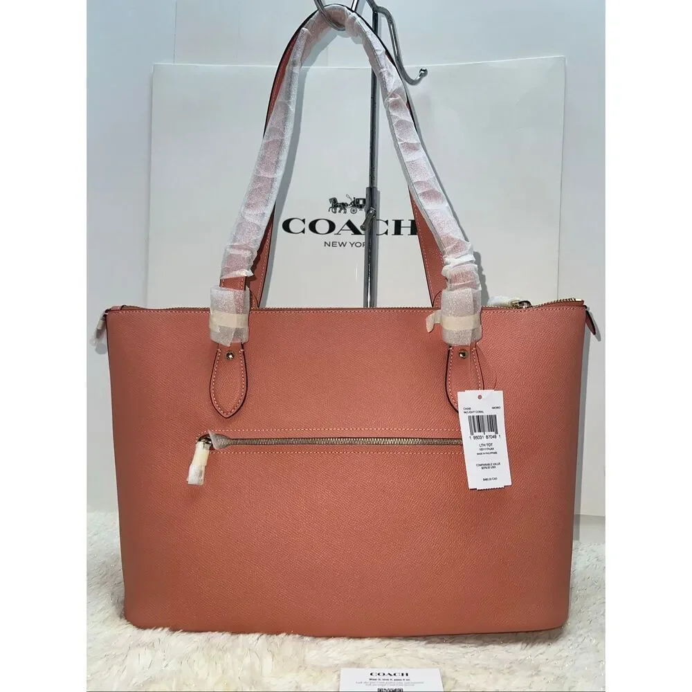 🔥🎁NWT! Coach Gallery Tote Handbag Light/Coral CH285 Msrp:$378.00